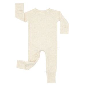 Little Sleepies Heather Oatmeal Ribbed Crescent Zippy